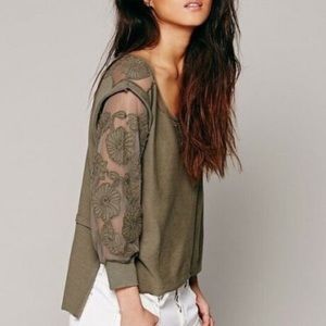 Free People Lace Accented Top